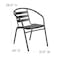 Flash Furniture Lila 23.5'' Black Square Aluminum Indoor-Outdoor Table Set w/2 Black Slat Back Chairs TLH-ALUM-24SQ-017BK2-GG - alternate 4